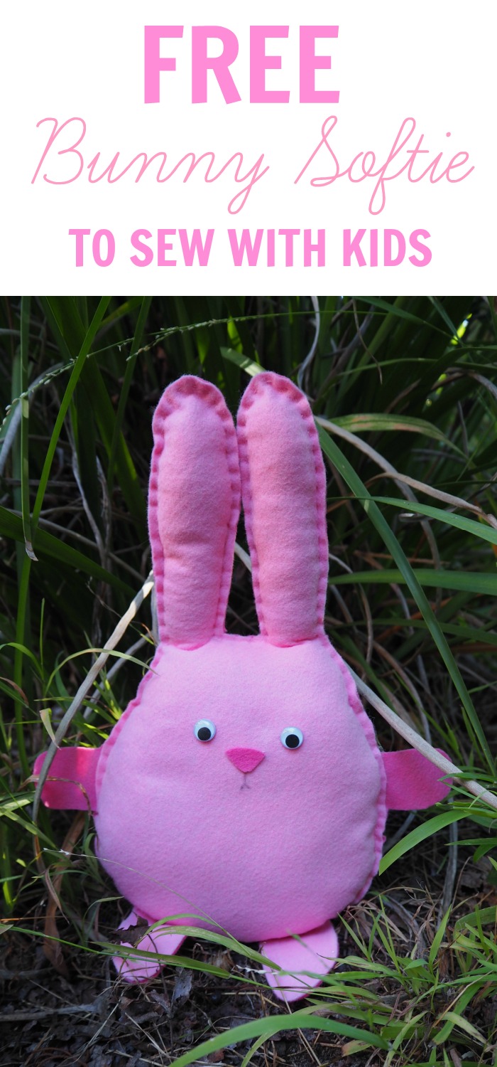 free bunny softie to sew with kids