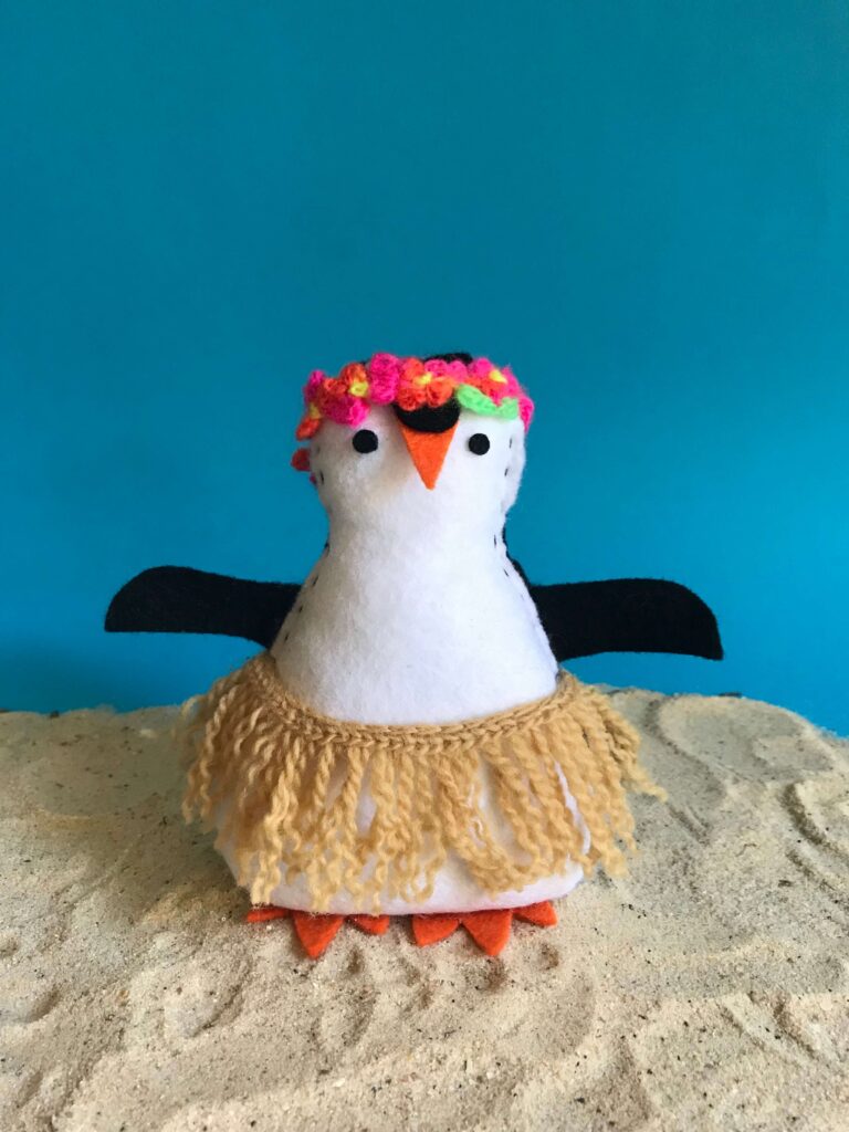 hand sewn penguin stuffie. easy sewing projects – best sewing gifts for kids wanting to learn to sew