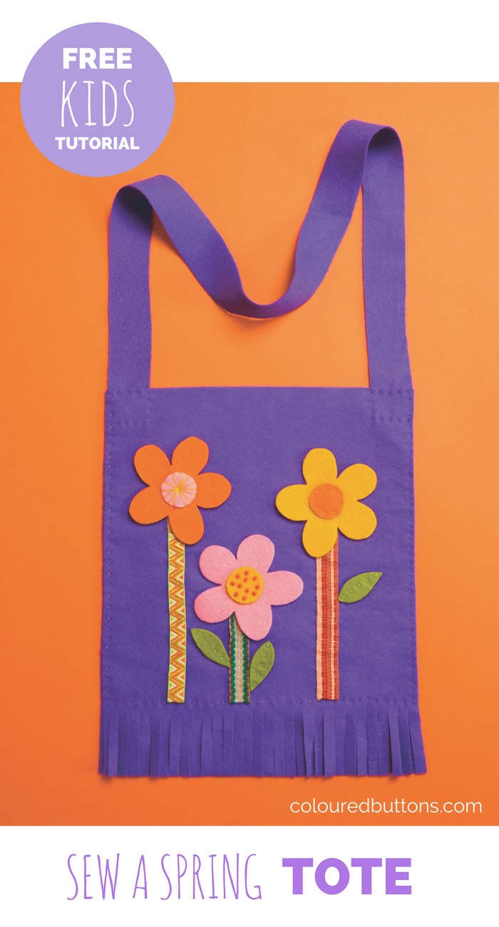 a simple spring flower tote to sew with kids