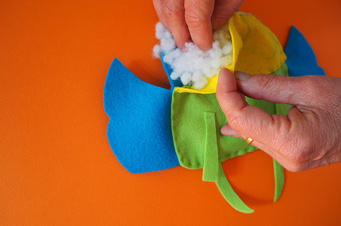 stuffing your simple to sew felt sewing bug