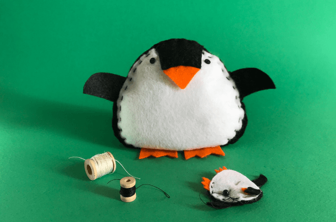 Penguin soft toy making a penguin soft toy