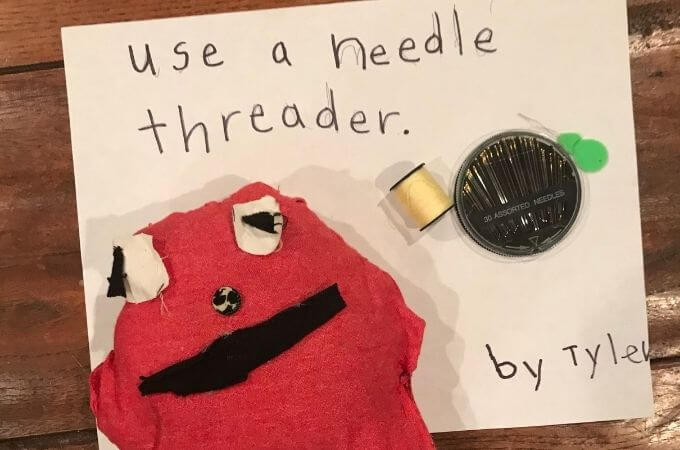 text saying use a needle threader