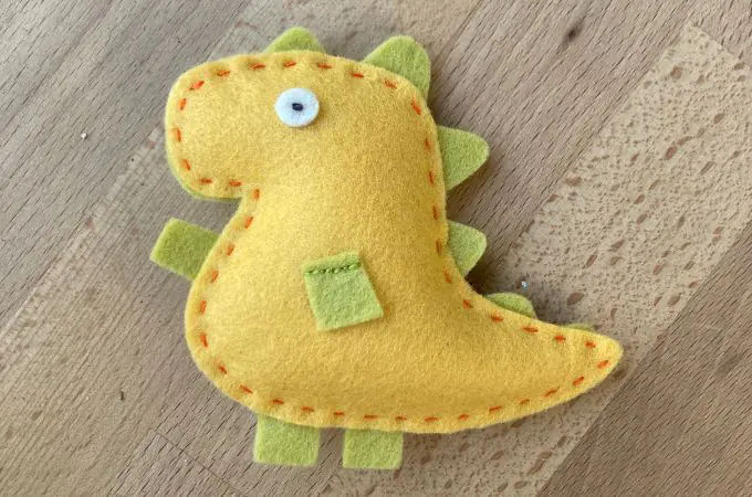 hand sewn felt dinosaur stuffie