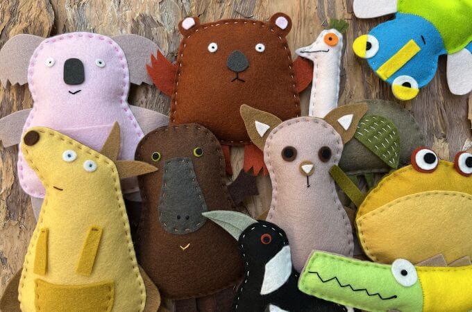 Australian felt soft toy animals